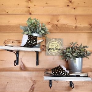 Katy Perry 💜 NEW Tarin Metallic Star Cap Pointed Toe Mules Slide Gold Black 6